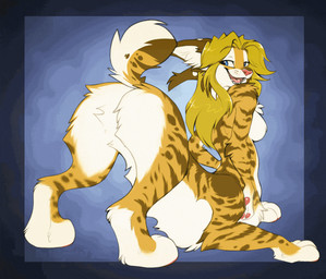 breasts butt countershade_torso countershading feet female fingers fur hair looking_back rear_view simple_background smile solo stripes tail teeth toes tongue magenta7 shorttail chakat felid felid_taur feline lynx mammal mammal_taur taur 2026 animated digital_drawing_(artwork) digital_media_(artwork) herm_(lore)