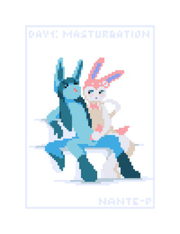 anthro anthro_on_anthro balls blue_body blue_ears blue_fur blue_ribbon blue_tail blush duo fur genitals handjob male male/male multicolored_body multicolored_fur nude open_mouth penile penis pink_body pink_bow pink_ears pink_fur pink_penis sex shaking shaking_legs simple_background sitting tail white_body white_fur nante-p kinktober kinktober_2025 nintendo pokemon eeveelution generation_4_pokemon generation_6_pokemon glaceon pokemon_(species) sylveon 2025 animated digital_media_(artwork) frame_by_frame pixel_(artwork) pixel_animation