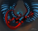 aura butt demonic erection feathered_wings feathers genitals male nude penis red_body solo stretching tail wings thecrappiestguy mythology anfys flayre dragon feathered_dragon feathered_scalie mythological_creature mythological_scalie rift_dragon scalie