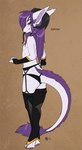 2017 anthro big_ears black_clothing black_legwear black_lingerie black_panties black_stockings black_thigh_highs black_tongue black_underwear butt clothed clothing conditional_dnp crossdressing digital_media_(artwork) exposure_variation femboy fluff-kevlar fur garter_belt garter_straps hair horn kleika leggings legwear lingerie long_hair long_tail long_tongue male mammal panties purple_eyes purple_hair radoslav_kovsai solo standing stockings tail thigh_highs tongue topless underwear white_body white_fur yellow_sclera