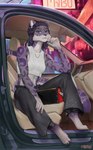 anthro car city clothing crop_top dreadlocks fashionable female inside_car inside_vehicle midriff purse shirt sitting solo topwear vehicle refegi legend_of_ahya natalia_ruyemov_(darkflamewolf) domestic_cat felid feline felis leopard mammal pantherine snow_leopard hi_res