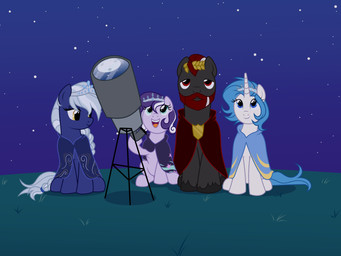 amber_eyes blue_body blue_eyes blue_mane blue_tail cloak clothing coat crown family family_bonding family_photo female grey_body group headgear hooves horn male mane night purple_body purple_mane purple_tail red_eyes red_mane silver_mane silver_tail sky smile star starry_sky tail teal_eyes telescope tiara topwear unicorn_horn white_body nika-rain hasbro my_little_pony duke_vittorio_de_luca_(captain_tyler) grand_duchess_aria_de_luca_(captain_tyler) lady_aurora_de_luca_(captain_tyler) princess_zephyr_(captain_tyler) zephyr_de_luca_(captain_tyler) 4:3 absurd_res hi_res