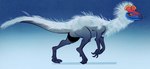 blue_face claws feathers feral finger_claws head_crest mouth_closed narrowed_eyes quills_(anatomy) side_view solo tail toe_claws walking jeannette_arroyo cryolophosaurus dinosaur prehistoric_species reptile scalie theropod 2024 hi_res portrait