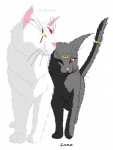 accessory duo eyebrows eyelashes female feral fur furgonomics jewelry male red_eyes ring simple_background tail tail_accessory tail_jewelry tail_ring whiskers white_background yellow_eyes unknown_artist sailor_moon_(series) artemis_(sailor_moon) luna_(sailor_moon) domestic_cat felid feline felis mammal