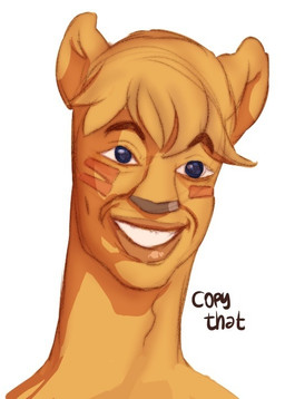 anthro blue_eyes fur hair heart_symbol lips male nightmare_fuel orange_body orange_fur orange_hair simple_background smile smirk solo text white_background unknown_artist copy_that eb_games chief_(zonkpunch) mammal mustelid otter 2015 english_text meme reaction_image source_request