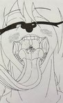 anthro duo extreme_size_difference eyewear fangs female freckled_face freckles glasses hair humanoid_pred in_throat long_hair long_lashes male male/female one_eye_half-closed open_mouth semi-willing size_difference teeth tongue tongue_out tonsils uvula vore dylanaildon_no_2 tirisk_(dylanaildon_no_2) toby_(dylanaildon_no_2) forest_spirit human humanoid mammal absurd_res hi_res