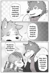 anthro border canid canine canis comic digital_media_(artwork) domestic_dog duo english_text fur greyscale holidays male mammal monochrome naruever text valentine's_day white_border wolf