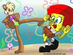 armor bikini bottomwear clothed clothing female flower_cloud_(spongebob) headgear helmet karate kick male open_mouth outside pants shorts smile sponge standing swimwear tail tomboy two-piece_swimsuit garabatoz nickelodeon spongebob_squarepants sandy_cheeks spongebob_squarepants_(character) mammal rodent sciurid tree_squirrel 2007 4:3