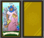 card card_template cloud daisy_(flower) flower fortune_telling fur hair major_arcana male outside plant rainbown roman_numeral sky smile solo standing star tarot tarot_card temperance_(tarot) text water wings lupelongo neopets angel mammal neopet_(species) xweetok 2019 digital_media_(artwork) english_text