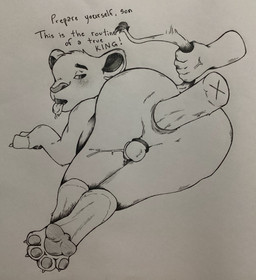anal anal_fisting anal_penetration anus balls blush bodily_fluids claws feet feral finger_claws fisting foot_focus fur genital_fluids genitals hair male male/male nude open_mouth pawpads paws penetration tail text toe_claws tongue young unknown_artist disney the_lion_king simba_(the_lion_king) felid lion mammal pantherine hi_res traditional_media_(artwork)