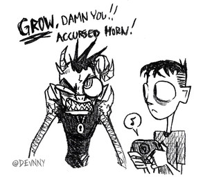 adolescent aged_up angry clothed clothing dialogue duo hair horn male musical_note musical_symbol not_furry open_mouth shirt simple_background symbol t-shirt toony topwear young devnny johnny_the_homicidal_maniac squee! pepito_diablo todd_casil demon demon_humanoid human humanoid mammal digital_media_(artwork) sketch