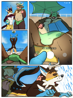 anal andy_foxer anthro anthro_on_anthro antlers backpack ball balls beach beach_ball beach_towel beach_umbrella belly blue_eyes blue_nose bodily_fluids book boris_mk brown_body brown_fur butt butt_grab chastity_device clothed clothed/nude clothing comic_panel cum cum_on_clothing detailed_background dominant dominant_anthro dominant_male duo ears_back ejaculation eyes_closed facial_piercing fence flaccid foreskin fur genital_fluids genitals gold_(metal) gold_jewelry green_eyes hair hand_on_belly hand_on_butt hat headgear headwear hooves horn humanoid_genitalia humanoid_penis inflatable jewelry larger_dom larger_male leaking leaking_cum light looking_up lying male male/male markings moan muscular muscular_anthro muscular_male nipples nose_piercing nose_ring nude on_back on_front oral orange_body orange_fur outdoor_nudity outside outside_sex parasol paws penetration penile penis photo piercing pink_nipples pink_nose pivoted_ears public public_nudity public_sex rimming ring_piercing romantic sand sea seaside sex sex_on_the_beach short_male size_difference slightly_chubby smaller_anthro smaller_male smaller_penetrated spots spotted_body spotted_fur submissive submissive_male swimming_trunks swimwear tail taking_picture tall tan_body tan_fur teeth text towel vein veiny_penis water wearing_chastity_device white_body martigeon_art bovid bovine canid canine cattle deer fox hybrid mammal absurd_res comic hi_res picture_in_picture