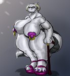 big_breasts breasts cane clothing eyewear female footwear glasses high_heels mature_female nipple_piercing nipple_ring nipples piercing platform_footwear platform_heels ring_piercing shoes solo wide_hips bigshow star_wars fan_character tauntaun hi_res