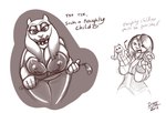 anthro big_breasts breasts cleavage clothed clothing collar dominant ear_piercing female fingers fur hair hand_puppet horn huge_breasts mature_female nipple_outline piercing puppet riding_crop ring_piercing simple_background smile solo text whip drxii undertale_(series) katherine_(drxii) toriel boss_monster_(undertale) bovid caprine goat human mammal digital_media_(artwork) english_text