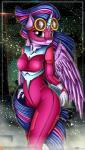 2016 absurd_res anthro anthrofied bodysuit breasts clothed clothing equid equine eyelashes eyewear feathered_wings feathers female friendship_is_magic gloves goggles hair handwear hasbro hi_res horn long_hair looking_at_viewer mammal mask masked_matter-horn_(mlp) multicolored_hair multicolored_tail my_little_pony mythological_creature mythological_equine mythology neko-me power_ponies_(mlp) purple_body purple_eyes purple_feathers skinsuit solo suit superhero tail tight_clothing twilight_sparkle_(mlp) winged_unicorn wings