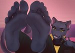 5_toes anthro black_body black_fur claws feet female foot_focus fur green_eyes humanoid_feet long_tail plantigrade soles solo tail toes sir_molo4ko rimba_racer tamira_(rimba_racer) felid feline mammal panthera hi_res