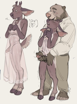 anthro antlers balls beard blush brown_body brown_fur clothed clothing cloven_hooves crossdressing crossdressing_male duo erection eyes_closed facial_hair fur genitals handjob hooves horn humanoid_genitalia humanoid_penis male male/male male_anthro nightgown overweight overweight_anthro overweight_male partially_clothed partially_clothed_anthro partially_clothed_male penile penis pink_penis reach_around sex standing tan_body tan_fur translucent translucent_clothing conditional_dnp daikor bryn_(daikor) kas_(daikor) bear deer mammal 2024 hi_res nonbinary_(lore)