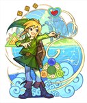 blonde_hair boots clothing cloud day footwear gameplay_mechanics hair humanoid_pointy_ears light_body light_skin male mountain not_furry open_mouth open_smile pointy_ears shoes smile solo sparkles water 9twoeight nintendo the_legend_of_zelda wind_waker toon_link humanoid hylian 2023 absurd_res hi_res