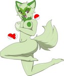 anthro areola breasts female green_areola green_body green_nipples hand_on_breast looking_at_viewer navel nipples nude open_mouth pokeball pokemorph simple_background solo white_background wallyroo nintendo pokemon generation_9_pokemon pokemon_(species) sprigatito absurd_res hi_res