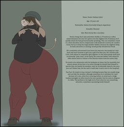 anthro big_butt black_border border bottomwear brown_body brown_hair butt clothed clothing hair hair_over_eyes hat headgear headwear information_box male oversized_bottomwear oversized_clothing oversized_pants overweight pants simple_background solo text thick_thighs wide_hips photolol.03 dexter_(photolol.03) asinus donkey equid equine mammal 2026 absurd_res digital_media_(artwork) english_text flat_colors hi_res