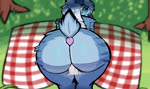 anthro ass_up beak bent_over big_butt blue_blush blue_body blue_eyes blue_feathers blush blush_lines bodily_fluids body_blush butt butt_blush butt_focus day detailed_background disembodied_penis duo eyebrow_through_hair eyebrows feathers female female_focus fur genitals grass hair hot_dogging human_on_anthro interspecies long_hair looking_at_viewer looking_back male male/female markings mostly_offscreen_character nude_anthro outside penis picnic plant scut_tail sex shaking_butt short_tail solo_focus striped_markings stripes sweat tail tail_motion tailwag text thick_thighs translucent translucent_hair tree white_hair wide_hips host_hu sound_warning terena_(axel0527) avian bird human hybrid lagomorph leporid mammal rabbit 2d_animation animated artist_name motion_tweening sound webm