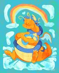 ambiguous_gender antennae_(anatomy) belly blush claws cloud coiling coiling_another eyes_closed feral finger_claws forehead_horn group head_wings heart_symbol hug hugging_another love rainbow simple_background sitting smile tail toe_claws trio unusual_wing_placement wings ca9i93 nintendo pokemon dragonair dragonite dratini generation_1_pokemon pokemon_(species) absurd_res digital_media_(artwork) hi_res signature