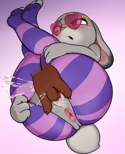ambiguous_gender anthro anus big_butt blush bodily_fluids bottomwear brown_body brown_fur butt clothed clothing disembodied_hand duo easy_access ejaculation eyewear faceless_ambiguous faceless_character feet female female/ambiguous female_orgasm fingering fingering_partner fingers fur genital_fluids genitals grey_body hand_on_leg hand_on_own_leg hand_on_own_thigh hand_on_thigh leggings legwear long_ears looking_pleasured open_mouth orgasm pattern_bottomwear pattern_clothing presenting purple_eyes scut_tail sex short_tail solo_focus striped_bottomwear striped_clothing stripes sunglasses tail toes vaginal vaginal_fingering vaginal_fluids vaginal_squirting vulva dedreds disney zootopia judy_hopps nick_wilde european_rabbit lagomorph leporid mammal oryctolagus rabbit hi_res