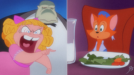 anthro blonde_hair clothed clothing female food fur gesture hair hand_gesture male open_mouth orange_body orange_fur pink_clothing pointing angelbee623 cats_don't_dance warner_brothers woman_yelling_at_a_cat danny_(cats_don't_dance) darla_dimple max_(cats_don't_dance) domestic_cat felid feline felis human mammal 16:9 hi_res widescreen