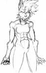 abs angry bangs barrna biceps big_hands claws dominatrix female hair looking_at_viewer mohawk muscular muscular_female serious solo spiky_hair standing white_eyes wide_hips harpseal mythology canid canine mammal mythological_canine mythological_creature werecanid werecanine werecreature werewolf 2018 hi_res monochrome