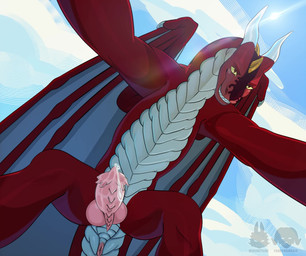 anus bodily_fluids cum cum_drip dripping feral genital_fluids genitals knot knotted_penis low-angle_view male penis red_body sky slit_penis solo mikeantilike_(artist) pandoraingrid_(artist) mythology dragon mythological_creature mythological_scalie scalie animated hi_res short_playtime webm