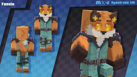 anthro clothing fur gaming inner_ear_fluff male orange_body orange_fur pupils slit_pupils solo teal_clothing tuft ryandrake epic_games fortnite fortnite:_battle_royale microsoft minecraft mojang xbox_game_studios fennix_(fortnite) canid canine fox mammal 16:9 colored digital_media_(artwork) hi_res pixel_(artwork) promotional_material widescreen
