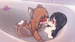 anthro bath bath_toy bathing bathing_together bathroom bathtub big_butt black_hair black_nose blush blush_lines brown_body brown_fur brown_hair butt butt_heart butt_out_of_water cheek_tuft chest_tuft convenient_censorship countershading cuddling dithering dripping droplets duo eyebrow_through_hair eyebrows eyelashes eyes_closed face_grab facial_tuft female female/female female_on_anthro female_on_human flowing_hair fur hair hand_on_face hug human_on_anthro implied_incest implied_technical_incest indexed_color inner_ear_fluff interspecies interspecies_romance kiss_on_lips kissing kneeling lesbian_couple light light_body light_skin long_hair love making_out messy_hair multicolored_body multicolored_fur navel nipples nude pale_skin partially_submerged ripples romantic romantic_ambiance romantic_couple rubber_duck steam tail translucent translucent_hair tuft waist_grab water wet wet_body wet_fur white_body white_countershading sfl-art domestic_cat felid feline felis human mammal 16:9 2024 aliasing artist_name digital_media_(artwork) signature widescreen young_(lore)