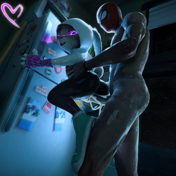 against_surface anthro anthro_penetrated appliance bodily_fluids butt clothed clothing cosplay cum cum_inside duo erection female female_anthro female_on_human female_penetrated fridge fur genital_fluids genitals grey_body grey_fur hair human_on_anthro human_penetrating humanoid_genitalia humanoid_penis interspecies kitchen kitchen_appliance male male/female male_human male_on_anthro male_penetrating male_penetrating_female mask muscular not_furry nude open_mouth penetration penile penis sex size_difference smile spider_gwen_suit tail vaginal anonymousfm dopyteskat_(modeler) disney kinktober marvel spider-man_(series) zootopia judy_hopps peter_parker spider-man_(character) european_rabbit human lagomorph leporid mammal oryctolagus rabbit 1:1 3d_(artwork) digital_media_(artwork) hi_res