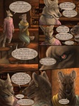 3:4 alectorfencer amon_(rukis) anthro barefoot biped black_nose candle canid canine canis clothed clothing collar comic dialogue digital_media_(artwork) domestic_dog duo ear_piercing ear_ring english_text feet female fully_clothed fur furniture hyena inside mammal manjusha_immar metal_collar open_mouth piercing red_lantern ring_piercing rukis spotted_hyena standing stool tail tan_body tan_fur teeth text yellow_clothing