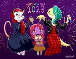 alcohol alternative_fashion anthro beer beverage beverage_can female fireworks goth gothic_lolita group holidays j-fashion lolita_(fashion) looking_at_viewer trio victorian_goth jdanieloart new_year joy_(jdanieloart) katil_(jdanieloart) preludio_(jdanieloart) agamid american_opossum arachnid arthropod bearded_dragon lizard mammal marsupial reptile scalie spider virginia_opossum absurd_res hi_res