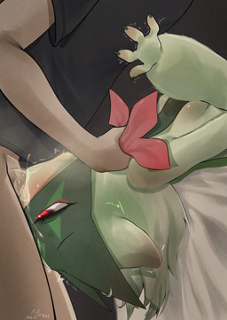 ambiguous_fluids breasts duo female genitals heart_eyes heart_symbol humanoid_genitalia humanoid_penis interspecies irrumatio lying male male/female male_human medium_breasts oral penile penis penis_in_mouth pokephilia sex throat_swabbing moccimew nintendo pokemon generation_9_pokemon human mammal meowscarada pokemon_(species) absurd_res hi_res