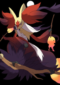 3_fingers ambiguous_gender anthro big_ears black_background dark_body dark_fur fingers fire flying_broom fur head_markings long_fur looking_at_viewer markings multicolored_body multicolored_fur red_body red_eyes red_fur simple_background solo white_body white_fur yellow_body yellow_fur mmocc123 nintendo pokemon pokemon_legends_z-a generation_9_pokemon mega_delphox mega_evolution pokemon_(species) 2025 absurd_res colored digital_media_(artwork) full-length_portrait hi_res portrait shaded