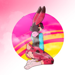 anthro bodily_fluids butt clothing femboy fluffy footwear fur glistening glistening_butt glistening_thighs horn kneeling male male/male markings on_shins presenting presenting_hindquarters red_body red_fur seiza sitting socks spots spotted_body spotted_fur steam sweat sweater tail tan_body tan_fur topwear wet_thighs yellow_eyes 0rionbutsus demon hybrid lagomorph leporid mammal rabbit 1:1 absurd_res hi_res