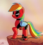 clothing feathered_wings feathers female feral hair mask multicolored_hair rainbow_hair solo wings tobibrocki friendship_is_magic hasbro marvel my_little_pony mythology deadpool rainbow_dash_(mlp) equid equine mammal mythological_creature mythological_equine pegasus crossover