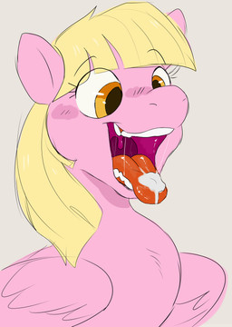 blonde_hair cutie_mark dairy_products female feral food hair hooves mane mouth_shot open_mouth pink_body solo uvula whipped_cream wings yellow_eyes pineray hasbro my_little_pony mythology sweet_treat_(gyro) equid equine mammal mythological_creature mythological_equine pegasus absurd_res colored digital_drawing_(artwork) digital_media_(artwork) flat_colors hi_res
