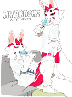 anthro biped bottomwear claws clothed clothed_anthro clothed_female clothing feet female fingers fully_clothed fully_clothed_anthro fully_clothed_female fur hair horn simple_background sitting solo standing tail toes topwear kame_3 ayakashi_(kame_3) canid canine fox mammal 2026 absurd_res digital_drawing_(artwork) digital_media_(artwork) hi_res