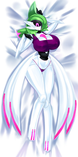 big_breasts black_body blush breasts camel_toe clothed clothing female genital_outline green_body green_hair hair looking_at_viewer lying mouthless multicolored_body on_back purple_clothing purple_eyes purple_thong purple_topwear purple_underwear skimpy solo thong topwear underwear vulva_outline white_body white_clothing white_thong white_underwear wide_hips bimboaudino nintendo pokemon future_pokemon generation_9_pokemon humanoid iron_valiant paradox_pokemon pokemon_(species) 2025 absurd_res hi_res