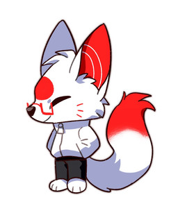 anthro black_bottomwear black_clothing black_nose black_pants bottomwear cheek_tuft closed_smile clothed clothing dipstick_tail eyes_closed eyewear facial_tuft fur glasses head_tuft male markings mouth_closed pants rectangular_glasses red_body red_fur red_inner_ear red_tail simple_background smile solo standing tail tail_markings three-quarter_view topwear tuft unsigned white_background white_body white_clothing white_ears white_fur white_tail white_topwear asnnonaka aka_(asnnonaka) canid canine fox mammal full-length_portrait portrait