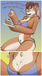 angry anthro big_hands bikini border breasts buckteeth cheek_tuft close-up clothed clothing dessert eating facial_tuft female food freckles fur hair hip_tuft holding_object looking_at_viewer pastry pie simple_background sitting skimpy solo swimwear teeth text tuft two-piece_swimsuit white_border wyo wendy_waffle_(wyo) lagomorph leporid mammal rabbit 9:16 absurd_res digital_media_(artwork) english_text hi_res