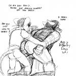 1:1 anal anal_penetration annoyed anthro anthro_on_anthro anthro_penetrated anthro_penetrating anthro_penetrating_anthro arm_grab backsack balls big_ears biped black_and_white blush bodily_fluids bottomless bottomwear bottomwear_down butt canid canine canis clothed clothed_sex clothing cum cum_drip daddy_kink dialogue digital_drawing_(artwork) digital_media_(artwork) dirty_talk dominant dominant_male dripping duo ears_back english_text erection from_behind_position fur genital_fluids genitals hair hatching_(art) hi_res hladilnik interspecies jacket larger_male larger_penetrated male male/male male_penetrated male_penetrating male_penetrating_male mammal monochrome mouse murid murine pants pants_down partially_clothed penetration penile penile_penetration penis pivoted_ears raised_tail rear_view rodent sex shaded shirt short_hair size_difference sketch small_dom_big_sub smaller_male smile snout submissive submissive_male tail text thin_tail topwear wolf