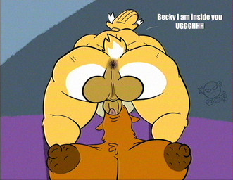 alternate_species anthro antlers anus balls big_balls big_breasts big_butt big_nipples breasts brown_body brown_fur butt carrying_another duo fellatio female female_anthro fur furrification genitals horn huge_breasts humanoid_genitalia humanoid_penis male male/female mismatched_sexual_dimorphism muscular muscular_male nipples nude nude_anthro nude_female on_shoulders oral penile penis sex slightly_chubby slightly_chubby_male tan_antlers possbooty cartoon_network johnny_bravo_(series) becky_(johnny_bravo) johnny_bravo deer mammal moose new_world_deer 2025 digital_drawing_(artwork) digital_media_(artwork) hi_res