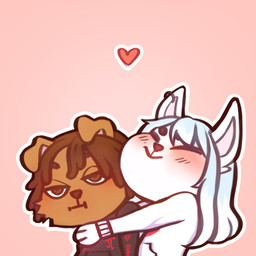 anthro clothing dreadlocks duo ear_piercing female heart_symbol holidays hoodie male male/female piercing romantic romantic_couple topwear valentine's_day isabelle_(palmtrees) kiari_(palmtrees) arctic_fox canid canine canis domestic_dog fox mammal potcake_dog true_fox 1:1 animated hi_res
