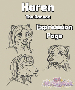 anthro female multi_view solo novalynxa mammal procyonid raccoon headshot_portrait hi_res portrait