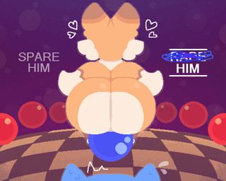anthro big_butt butt dipstick_tail duo heart_symbol male markings multicolored_body shota solo_focus tail tail_markings text two_tone_body young young_anthro young_male margarine422 sega sonic_the_hedgehog_(series) miles_prower sonic_the_hedgehog canid canine eulipotyphlan fox hedgehog mammal 5:4 english_text hi_res
