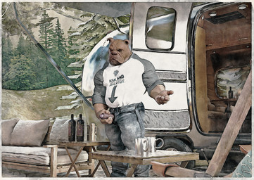anthro bottomwear camping clothed clothing denim denim_bottomwear denim_clothing erection foreskin genitals gesturing_at_viewer glans jeans looking_at_viewer male muscular muscular_male outside pants penis shirt solo topwear unzipped unzipped_pants vein veiny_penis welcoming zipper 5ive9ine2wo buster bulldog canid canine canis domestic_dog mammal mastiff molosser hi_res